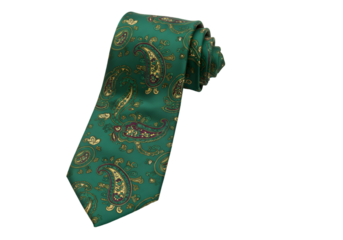 Green Necktie with Gold Pattern on transparent background