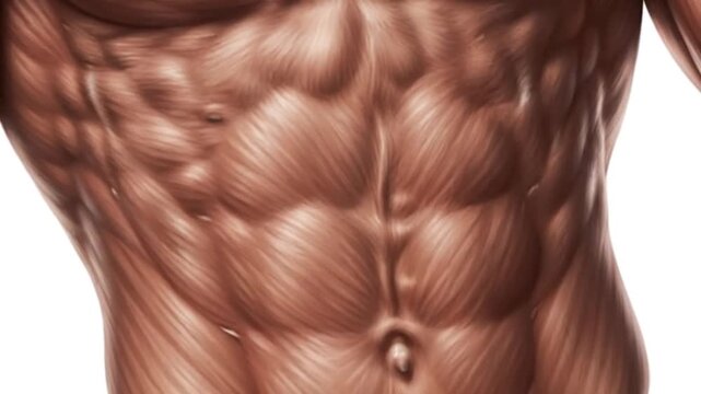 Animated Muscular Anatomy: Detailed Abdominal Muscles and Core Strength Visualization