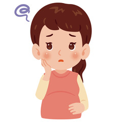 困る妊婦さん　上半身イラスト／Troubled Pregnant Womanoy　upper body illustration