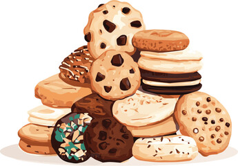 llustration of a Glass of Milk with Cookie in Minimalist Style