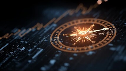 Navigating the Future: A captivating image features a golden compass set against a backdrop of a digital landscape, symbolizing guidance, exploration, and the quest for new opportunities. - Powered by Adobe