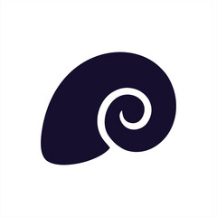 Dark Seashell Silhouette Isolated White Background