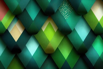 Fototapeta premium Abstract geometric background with overlapping green gradients and subtle dot accents