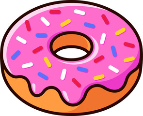donut vector with pink glaze and sprinkles on top