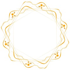 Golden Geometric Frame with Decorative Lines and Floral Elements
