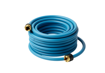 Blue Garden Hose Coil on transparent background