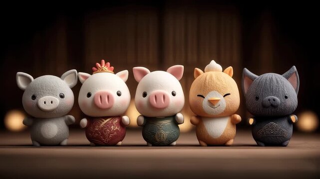 Five Adorable Piglets Usher in the Spring Festival