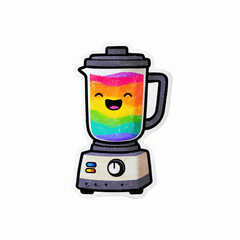 Happy Rainbow Blender Sticker Illustration