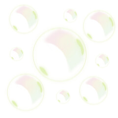 White soap bubbles on clean background.