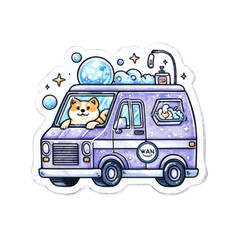 Happy Doggy in Charming Mobile Pet Grooming Van