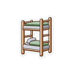 Cozy Wooden Bunk Bed Cartoon Sticker