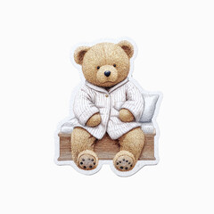 Sweet Teddy Bear in Cozy Loungewear Illustration
