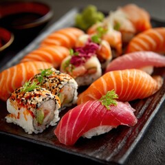 Delicious Sushi Platter - A Culinary Delight of Fresh Seafood.