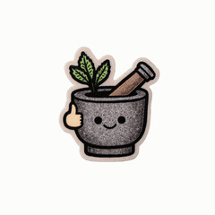 Cute Mortar Pestle with Herbs Embroidered Patch