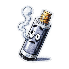 Sick cartoon tube with smoke illustration
