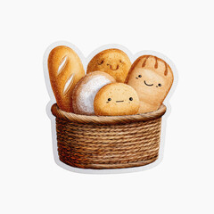 Adorable Artisanal Bread Friends in a Woven Basket