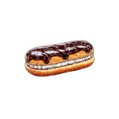Delicious Chocolate Eclair with Creamy Filling Illustration