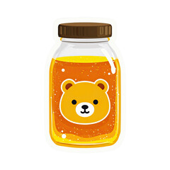 Charming Honey Jar with Bear Face Illustration