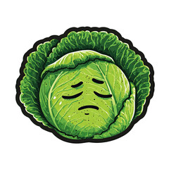 Sad Cabbage Character Expressing Unhappiness