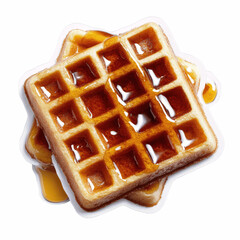 Golden Waffles Drenched in Sweet Maple Syrup