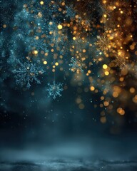 Obraz premium Elegant Snowflakes and Shimmering Lights in Winter Wonderland