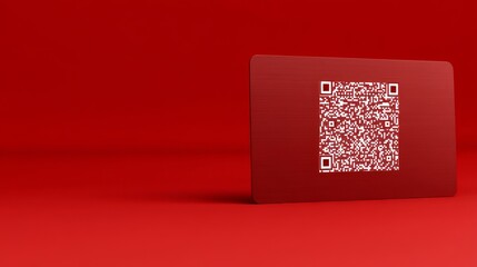 Striking visual prominent qr code displayed on vivid red background for digital information access.