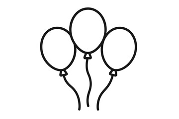 Balloons icon in simple outline style. Bunch of three balloons for party decoration. Celebration, birthday, and holiday concept. Minimalist line art vector illustration isolated.