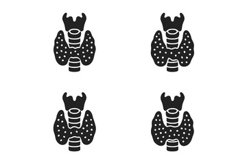 Thyroid gland icon. Human organ anatomy symbol. Endocrine system concept. Health care and medical vector illustration. Larynx and trachea silhouette. Endocrinology design element.