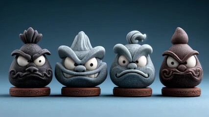 Q Version Cartoon Chess Stone Statue Interesting Display