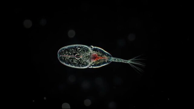 Flagellate Protozoan Microorganism Swimming in Cinematic Dark Field