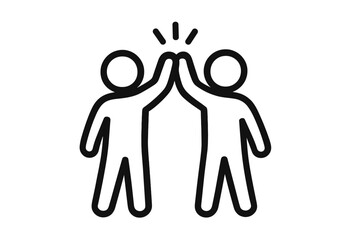 Two people giving high five icon, teamwork, celebration, success, friendship, collaboration, unity, positive gesture, achievement, support, partnership vector illustration