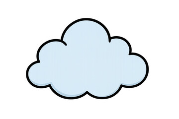 Obraz premium Cartoon cloud drawing with black outline, representing weather, speech, or thought bubble on transparent background
