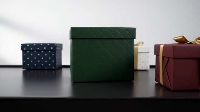 Several Decorative Boxes Arranged Neatly on a Shelf