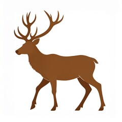 Obraz premium Silhouette of a majestic brown deer isolated on white background walking