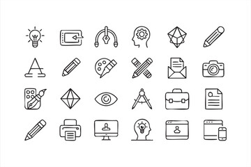 Outline illustration of digital design symbols for creative and branding use