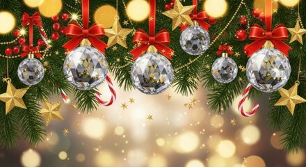 Festive Christmas Decorations Adorned with Twinkling Lights and Ornaments Creating a Joyful Holiday Atmosphere for Celebrations and Gatherings