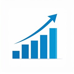 Business graph with arrow isolated on white background for presentation