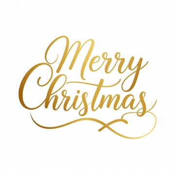 Elegant merry christmas golden lettering isolated on white background
