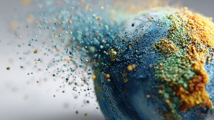 Hyperrealistic abstract data globe floating in clean white space, symbolizing global connectivity, digital networks, and futuristic technology in a minimalist style.
