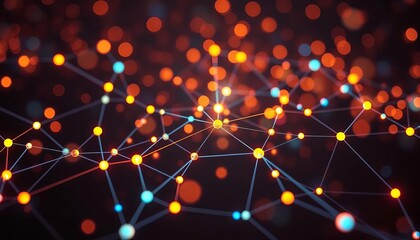 Abstract network nodes glowing, showing connections,  digital,  state