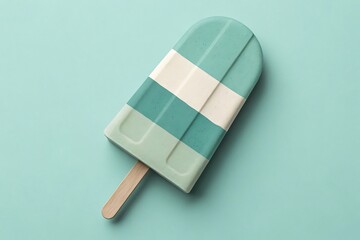 Minimalist Ice Cream Pop with Pastel Colors for a Refreshing Summer Treat on Teal Background