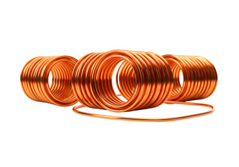 Copper Wire Coils on transparent background