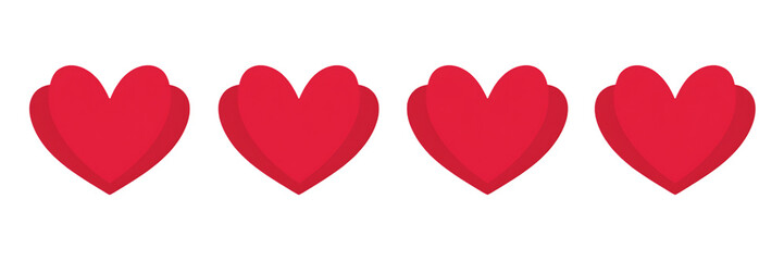 Four Red Hearts Floating on a Black Background Represents Love and Affection for Valentines Day