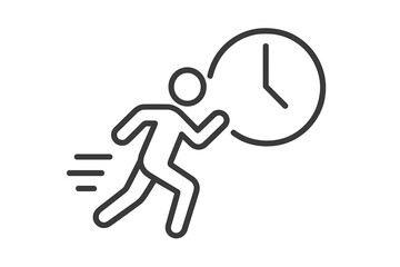 Man running against the clock. Race against time metaphor. Concept of deadline pressure, fast delivery, time management, business urgency, speed, efficiency, and productivity.