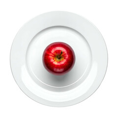 Red  sits on a clean white plate against a black background.