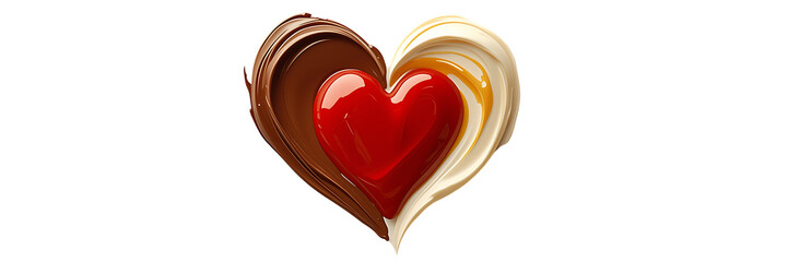 Heart Made of Chocolate Caramel and Red Glaze Isolated on Black Background Concept of Sweet Love