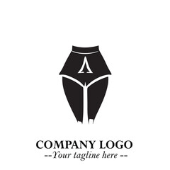 Woman Short Pants Logo Symbol in Black on the White Background Minimalist Fashion Illustration