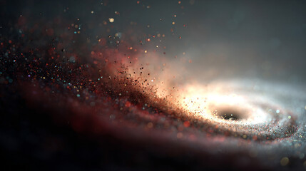 A glowing digital spiral floats suspended in the dark void of space. Hyperrealistic neon light traces its curves, casting subtle reflections and emphasizing its futuristic, abstract, and high-tech pre