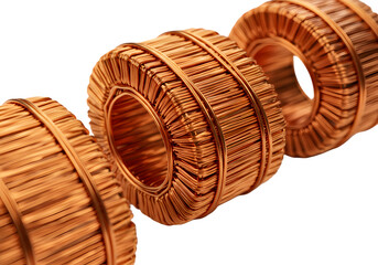 Copper Wire Coils on transparent background