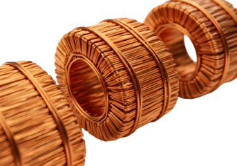 Copper Wire Coils on transparent background